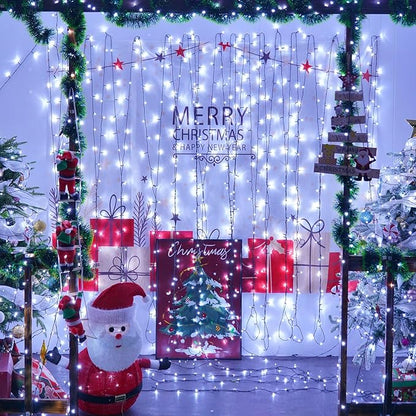 YEGUO 165ft 500 LED Christmas Lights Outdoor Waterproof, White String Lights Indoor, Green Wire Twinkle Tree Light Plug in with 8 Modes Timer Memory