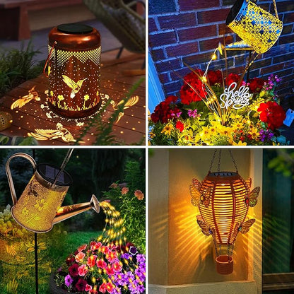 VOOKRY Watering Can Solar Lights Replacement Top - 1 Pack 3.6in Round Solar Panel with 3.5Ft 80 LED Flashing String Lights, Outdoor Waterproof Lantern Decorative Battery Box Replacement Accessories