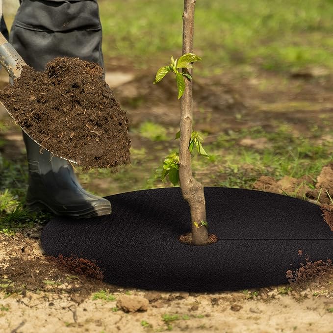 20.47 Inch Non-Woven Tree Mulch Ring 8 Pack, Weed Barrier Mat,Degradable Tree Mulch Used to inhibit Weed Growth and Landscape Weed Control Plant Root Protection