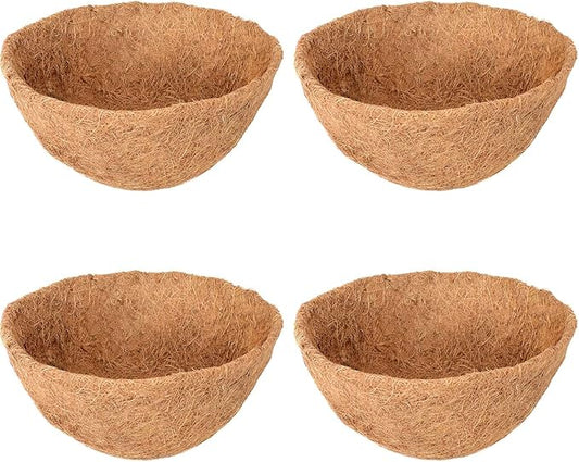 Halatool 4PCS 14 Inch Coconut Liners for Planters Round Hanging Basket Liners 100% Natural Replacement Coconut Fiber Liner for Garden Flower Pot Vegetables Herbs