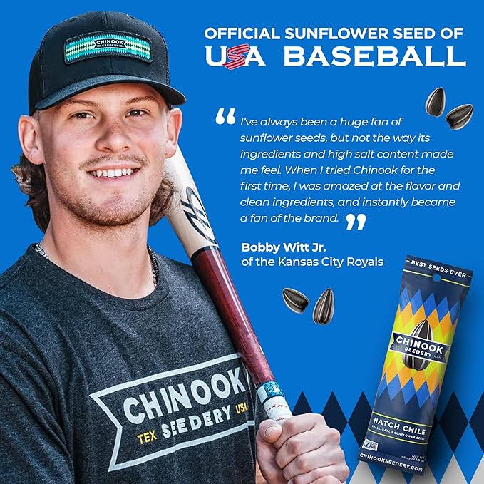 Chinook Seedery Low Sodium Sunflower Seeds – Hatch Chile Flavor, Pack of 36, 1.5oz – Sunflower Seeds to Eat – Keto, Jumbo, Roasted, Baseball Snacks