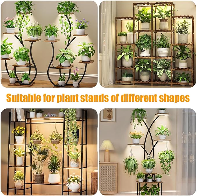 8.6'' LED Plant Growing Light Strips, Full Spectrum 3500K Grow Light for Indoor Plants with 3/9/12H Timer, 10 Dimmable Levels for Seedling Succulent and Plant Shelf, 4 Head 2 Pack