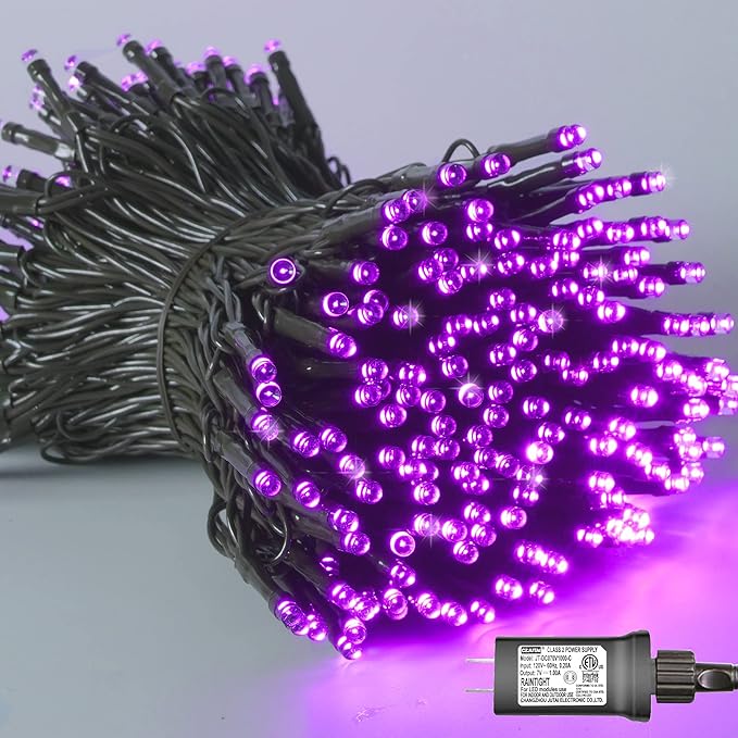 YEGUO 66ft 200 LED Christmas Lights Outdoor Waterproof, Purple String Lights Indoor, Twinkle Christmas Tree Lights Plug in with Timer Memory 8 Modes