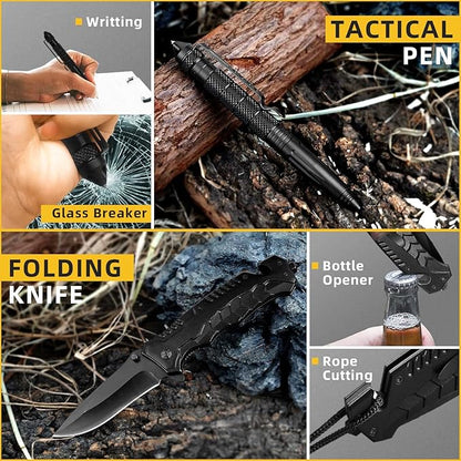 Gifts for Men Dad Husband - Christmas Stocking Stuffers, Birthday Gifts Idea for Him Boyfriend Man- Survival Kit 14 in 1, Survival Gear and Equipment, Fishing Hunting Camping Accessories, Cool Gadgets