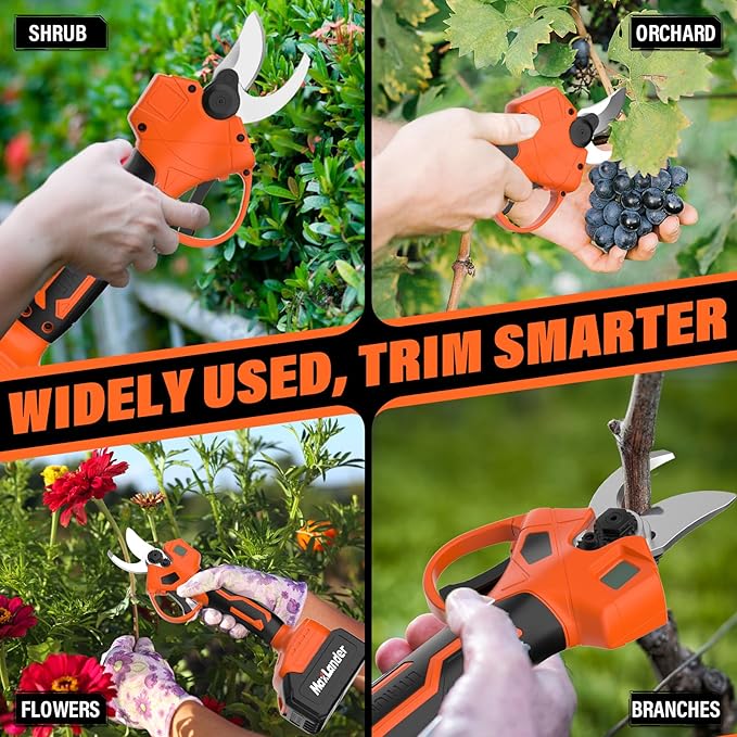 Maxlander 2-IN-1 Electric Pole Pruning Shears Cordless, 1.2" Cutting Diameter Brushless Tree Pruner, 2 x 3.0Ah Battery Powered Branch Cutter for Gardening, Tree Trimming,14Ft Reach, LCD Display