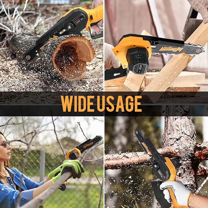 Mini Chainsaw 6-Inch with 2 Battery Powered Mini Electric Chain Saws Cordless Handheld Portable Small Power Only Cut Under 3 inch Fresh Wood
