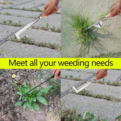 3 Pack Weed Puller Tool, Manual Hand Weeder Paver, Crack Weeder, Stainless Steel Crevice Weeding Digger Tool, Paving Brick Moss Removal, L-Shape Gardening Crack Sickle for, Lawn Edger and Driveway