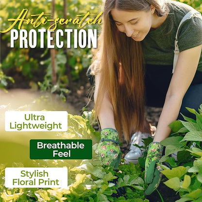 HANDLANDY Gardening Gloves for Women, Breathable Ladies Leather Garden Yard Gloves Best Gift for Gardeners