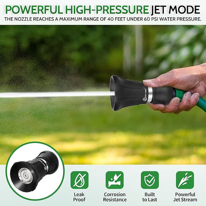 AUTOMAN Garden Hose Nozzle Heavy Duty, 2 Pack Fireman Hose Nozzle, High Pressure Water Hose Sprayer Nozzle, Adjustable Spray Nozzles for Washing Car, Cleaning Ground, Watering Plants, Showing Pets