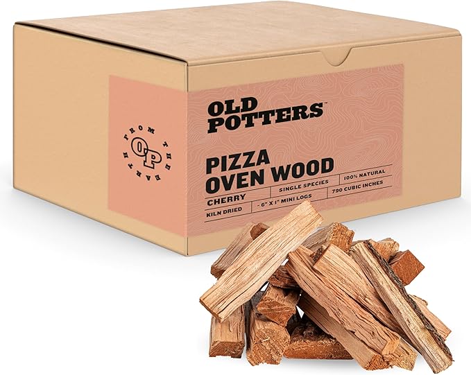 Old Potters Kiln Dried ~6 x 0.5-1.5 Inch Mini Pizza Oven Cooking Logs, Wood Logs for Grills and Smokers, Solo Stove Mesa XL (790 Cubic Inches), Cherry