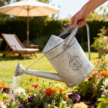 Vintage Metal Watering Can with Chelsea No.22 Design Garden Decorative Watering Pot Farmhouse Waterer for Home Indoor Outdoor Garden Balcony Courtyard (Gray#2)