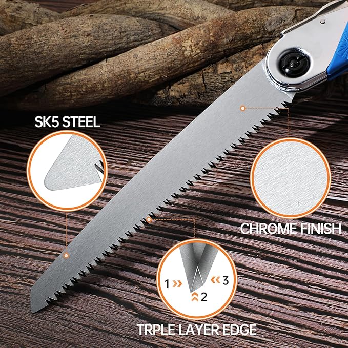 Toolux 8.27 Inch Folding Saw, SK-5 Steel Pocket Hand Saws for Wood, Hunting and Camping, Pruning Saw for Cutting Branches and Tree Limbs on Backpacking & Bushcraft Trips, With Carry Case