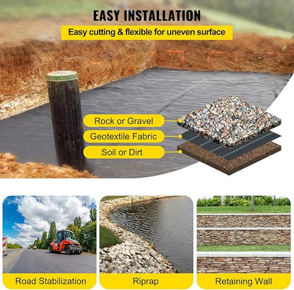 Happybuy Driveway Fabric, 13x108ft Commercial Grade Landscape Fabric, Garden Weed Barrier Fabric Heavy Duty, Geotextile Fabric Underlayment Gravel, Ground Cover Drainage Fabric, Weed Control Blocker