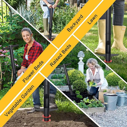 Bulb Planter Tool - 34" Long Handle Sod Plugger Lawn Plug Digger,Auto Plug Eject,Heavy Duty Garden Plant Hole Cutter for Grass,Tulip,Soil Transplant Plugging,Turf Repair Remover for Yard -Black