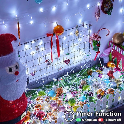 YEGUO 165ft 500 LED White Christmas Lights Outdoor Waterproof, Clear Wire String Lights Indoor, Twinkle Tree Lights Plug in with Timer Memory