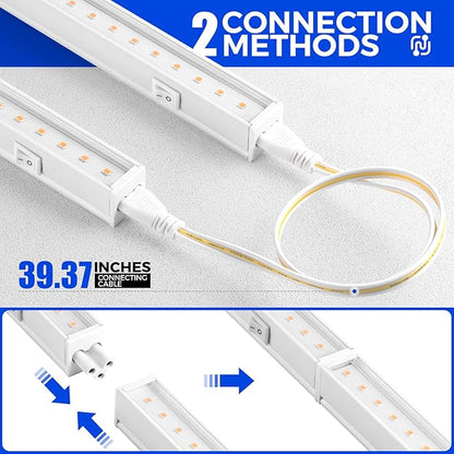 Barrina Grow Lights for Indoor Plants, Full Spectrum Sunlight, 1FT White Cover Plant Growing Lamp, LED Grow Light Bulbs, T5 Grow Light Strip, Plug and Play, Yellow, 4-Pack