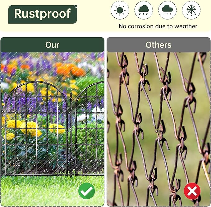 32.5 ft(L) x 22 in(H) Garden Fence, 30 Panels Arched No Dig Fence, Decorative Animal Barrier Fencing with Ground Stake, Rustproof Metal Garden Edging Border for Dog, Rabbit, Outdoor Yard Patio Decor