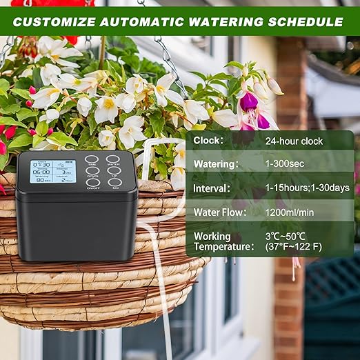 Automatic Plant Waterer Indoor: Drip Irrigation System with Large Display, Easy Programming, Vacation Plant Watering Devices for 15 Potted Plants, New Upgraded Christmas Tree Watering System