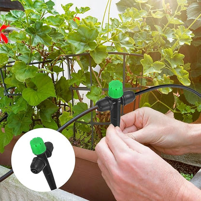 30-Pack Drip Irrigation Emitters Sprayers, Drippers on 5"/13mm Stake Adjustable 360 Degree Water Flow 8 Holes for 1/4" Drip Irrigation Tubing for Watering System [Dark Green, Drip]