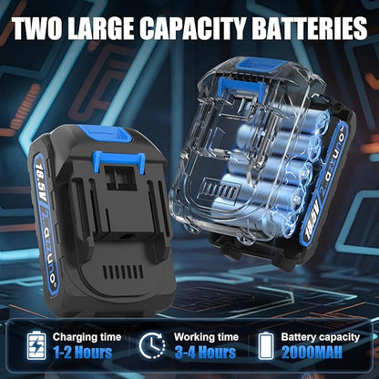 AZZUNO 20V Cordless Electric Pruning Shears: 1.1 Inch Brushless Pruner with LCD Display & SK5 Blades, Portable Branch Cutter for Gardening Tree Trimming (2Pcs 2.0Ah Batteries and Charger Included)