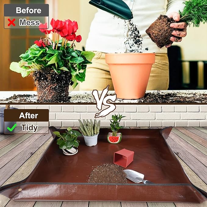 39.5"x 39.5" Extra Large Potting Mat for Indoor Plants Transplanting and Potting Soil Control-Gardening Gifts for Plant Lovers