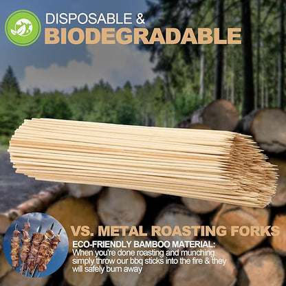 Suclain 1000 Pcs Marshmallow Roasting Sticks 12" Long 5mm Thick, Smores Sticks Bamboo Skewers BBQ Kabob Grilling Barbecue Roasting Camping for Outdoor Fire Pits Campfires