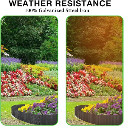 10IN x 20FT Corrugated Metal Garden Edging Borders,Sturdy Landscape Edging Border Galvanized Lawn Edge Garden Fence for Flower Bed,Tree,Grass,Paver