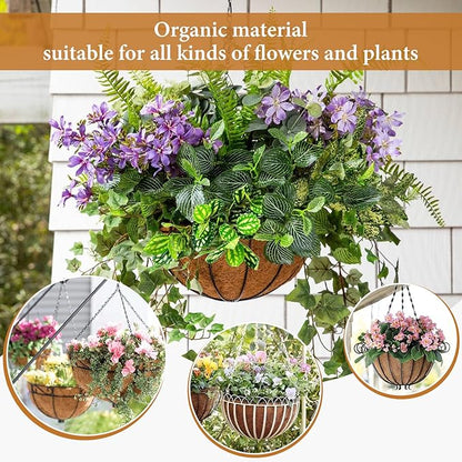 Legigo 6 Pack 16 Inch Hanging Basket Coco Liners Replacement, 100% Natural Round Coconut Coco Fiber Planter Basket Liners for Hanging Basket Flowers/Vegetables