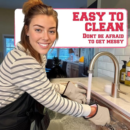 KITCHEN PERFECTION XL Silicone Smoker Oven Gloves for Women -Extreme Heat Resistant BBQ Gloves -Handle Hot Food Right on Your Grill Fryer&Pit|Waterproof Grilling Cooking Mitts|Superior Set+3 Bonuses