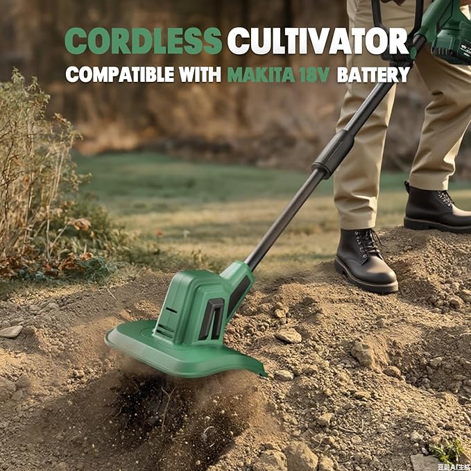 Cordless Tiller Cultivator Compatible with Makita 18V Battery(Tool Only), Electric Garden Rototiller w/270 RPM, 48 Steel Tines, 8.7" Tilling Width, 6.3" Depth, Portable Rotary Tiller for Soil