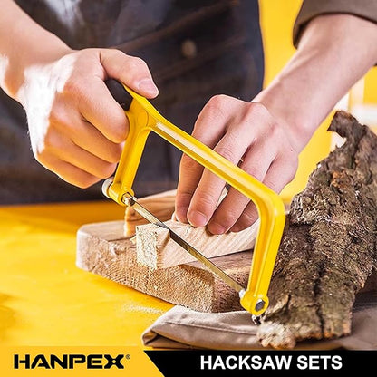 6 in. Mini Hacksaw Set - 150mm Extra Fine Cut Hack Saw Sets and 10pcs Extra Bi-Metal Blades for Wood and Metal