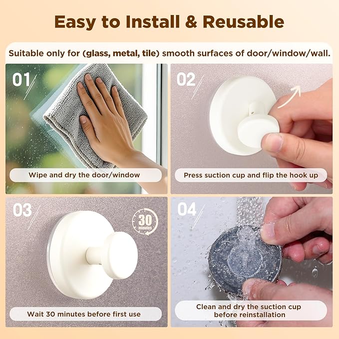 OUTXE Wreath Hanger for Front Door, Heavy Duty Suction Cup Reef Hook for Glass Window/Over Door, Christmas/Thanksgiving/Halloween/July 4th/Easter/Valentine/Winter/Fall/Summer/Spring (White, 2-Pack)