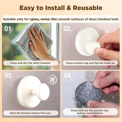 OUTXE Wreath Hanger for Front Door, Heavy Duty Suction Cup Reef Hook for Glass Window/Over Door, Christmas/Thanksgiving/Halloween/July 4th/Easter/Valentine/Winter/Fall/Summer/Spring (White, 2-Pack)