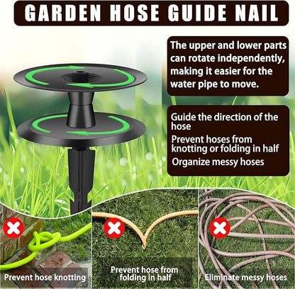 12PCS Metal Garden Hose Guide Spike, Hose Guides for Garden Heavy Duty, Cast Iron Garden Hose Guides for Outside, Rustproof Coated Hose Guide Stakes for Lawn & Yard, Plant & Flower Bed Protection