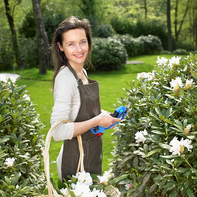 KOMOK Cordless Electric Pruning Shears, Professional Battery Powered Pruning Shears Fruit Tree Branches Cutter, 25mm/1" Cutting Diameter, 6-8 Working Hours with Handguard & LED Display