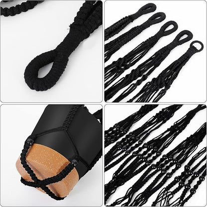 GARDIFE Hanging Planters for Indoor Plants,5Pcs Hanging Basket for Indoor Boho Home Decor,Macrame Plant Hanger,35 Inches,29Inch,23Inch, Ivory,Self Watering Planters, 7/6.5/6/5.5/5 Inch,Black&Black