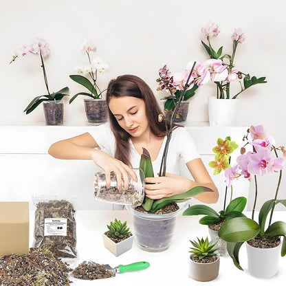 Orchid Potting Mix for Repotting - 3QT Fast-Draining Soil with Pine Bark, Perlite, Moss & Leca Clay, Breathable Mix for Healthy Roots,Ideal for Repotting & Indoor Orchid Plants