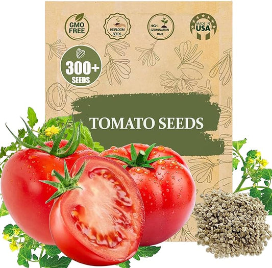 Premium Big Tomato Seeds – 300 Heirloom Non-GMO Seeds for Planting - Juicy, Large Red Tomatoes - Ideal for Home Garden, Outdoor, Patio, Containers, Vegetables, Fresh Tomato Gardening