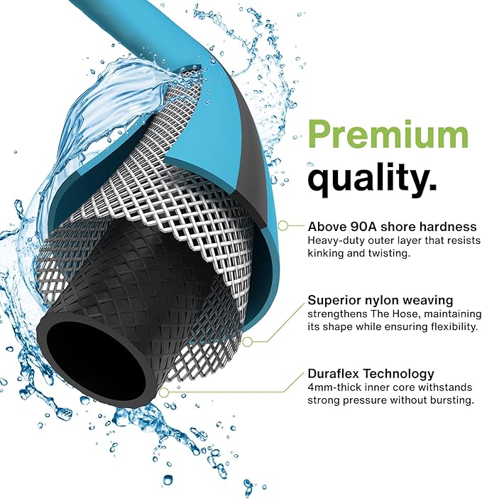 Aeromixer THE HOSE: All-In-One Watering Kit - Heavy Duty 1" 100 Ft Garden Hose, Kinkless Garden Hoses, Commercial Grade Water Hoses, 650 PSI High-Pressure Watering Tool for Farming and Gardening