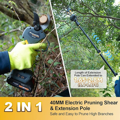 2-in-1 Cordless Electric Pruning Shears with Pole, 15Ft Reach, 1.6" Cutting Diameter Compatible with Makita 18V Battery Powered Tree Pruner with Brushless Motor for Efficient Branch Trimming
