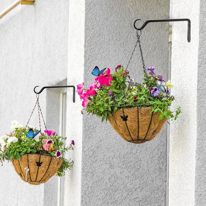 10 inch Plant Hanger, Sturdy Hanging Plant Bracket Outdoor, Hanging Plant Wall Hook Heavy Duty, for Hanging Bird Feeders, Planters, Lanterns, Wind Chimes, Indoor/Outdoor Use, Black, Set of 2