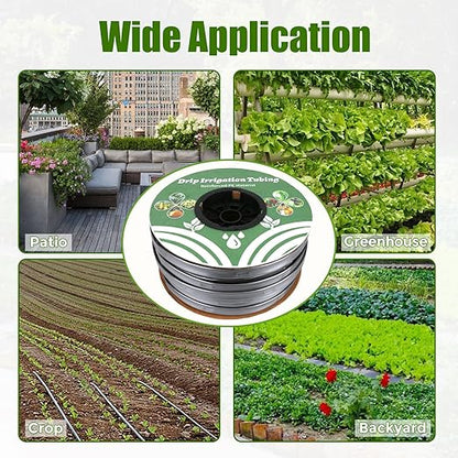 500FT 5/8 Inch 16 Mil Drip Tape Irrigation Kit, 6" Spacing Roll 16 Mil Drip Tape Irrigation, Durable Reinforced PE Material Anti-Bird Pecking Silver Anti-Burning Seedlings Drip Irrigation System