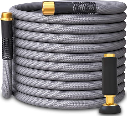 TITAN Garden Hose | Flexible, Lightweight, Kink-Free & Durable Hybrid Water Hose with Heavy Duty Brass Connectors & High-Pressure Jet Nozzle (75FT x 5/8”)