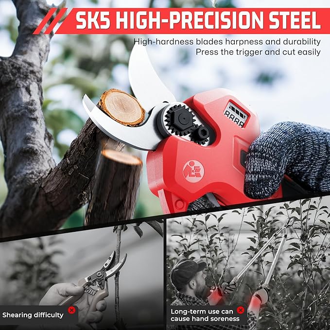 Electric Pruning Shears for Gardening,Garden Shears Cutter 0.5 Second Shear Speed 0.8-1.4"Cutting Diameter Brushless Trimming Branch,Pruning Shears with 6000 Cuts of 2 Rechargeable Battery