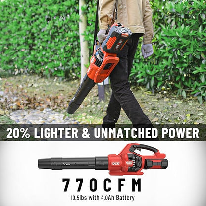 58V Cordless Leaf Blower, Power Variable-Speed, Brushless, 770 CFM, Electric Leaf Blower with 4Ah Battery and 5A Charger for Lawn Care, Yard, Outside(KDLB58211BDM)