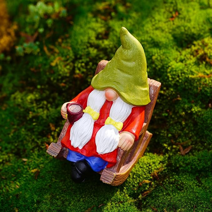 Drinking Coffee Faceless Garden Female Gnome Statue Decoration 6.5" Figurine Ornament for Indoor Outdoor Home Patio Yard Lawn