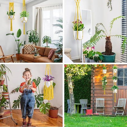 Macrame Plant Hangers, 6Pack Hanging Planters for Indoor Plants w/ 6 Set Hangers Kit Handmade Macromay Plant Hangers Indoor Flower Pots Holder Stand for Boho Home Décor (POTS NOT Included)