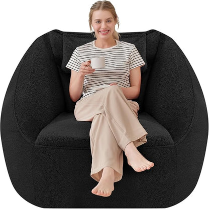 HABUTWAY Inflatable Bean Bag Chairs for Adult Blow up Chair Portable Inflatable Bean Bag Couch w/Electric Air Pump,Handle & Side Pocket for Movie Night Reading Gaming Living Room - Black
