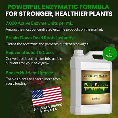 Humboldts Secret Plant Enzymes | 7,000 Active Units per mL | Root & Soil Enzyme Additive for Hydroponic and Aeroponic Systems | Boosts Growth and Root Strength for Maximum Nutrient Uptake | 1 Gallon