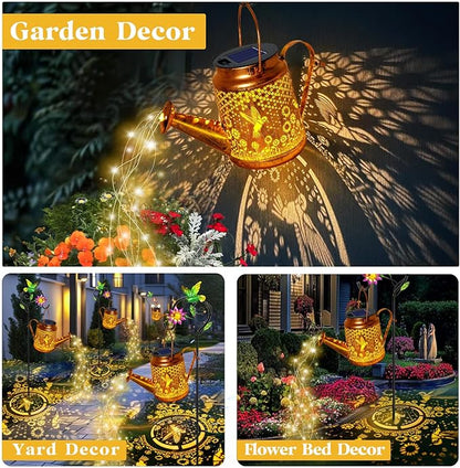 Solar Watering Can Lights, Hummingbird Hanging Lanterns Outdoor, Birthday Gifts for Christmas Mom Women Grandma , Waterproof Solar Lights Garden Decor for Outside Yard Art Patio Porch Lawn Backyard